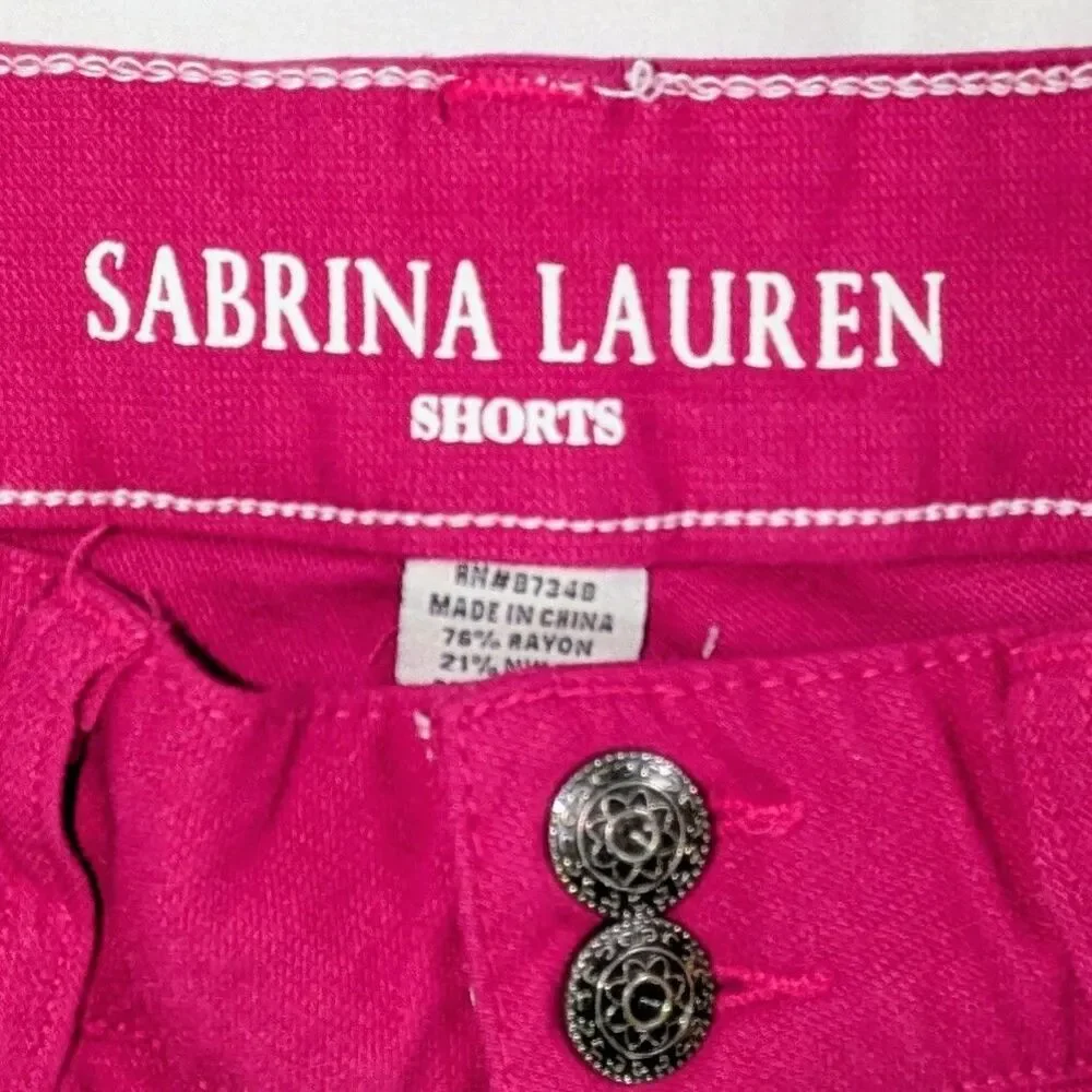 Sabrina Lauren Womens stretch front zipper and button Bermuda Shorts Sz 6
